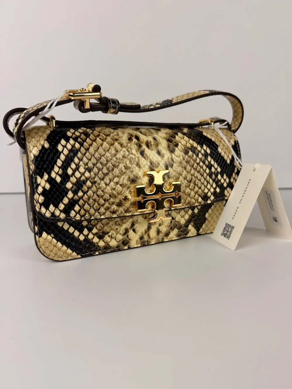 $598 Tory Burch Eleanor Exotic E/W Small Convertible Shoulder Bag